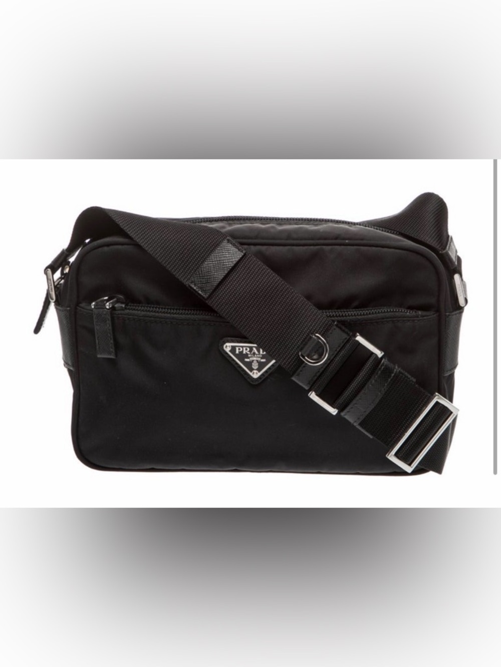 Prada Black Nylon Crossbody Bag with Silver Hardware